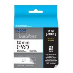 Fita Epson para Rotuladora 12mm Preto no Branco